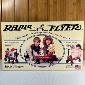 VTG NEW Radio Flyer Wagon Miniature Red Steel Metal 12”  Collectible Steerable